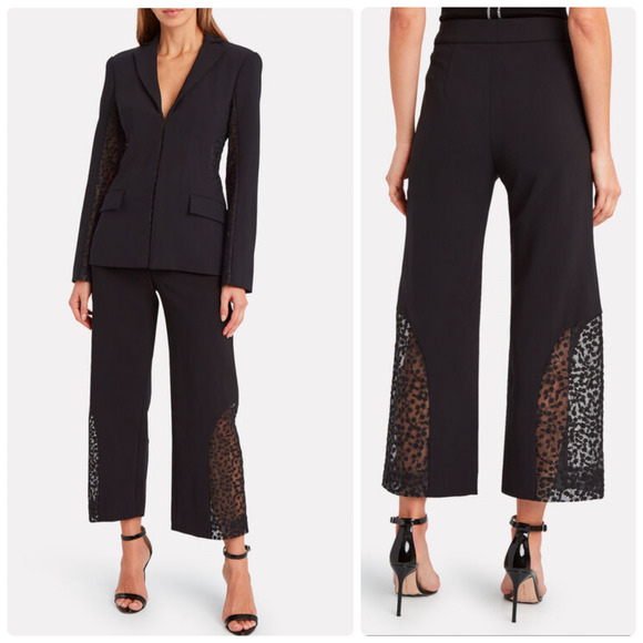 Alexis Black Cropped Wide Leg Floral Sheer Panel Novata Pants XS - Picture 1 of 7